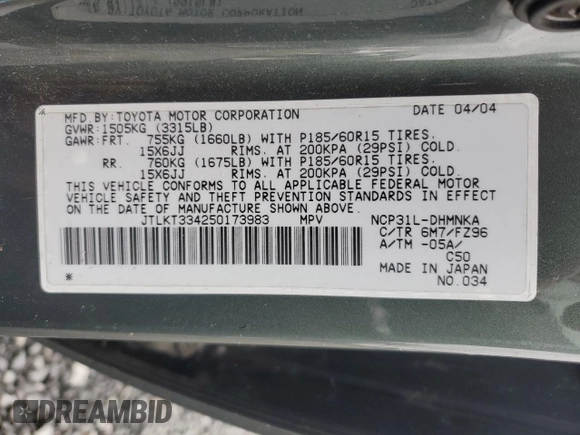 2005 Scion xB z VIN JTLKT334250173983, wystawiony jako Copart lot #52455685 z przebiegiem 98 953 mil mil oraz Szkody całkowita. Historia ofert i sprzedaży dostępna na DreamBid. Obrazek 14.