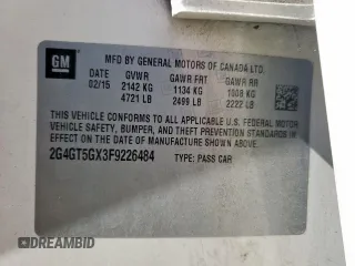 2015 Buick Regal GS with VIN 2G4GT5GX3F9226484, listed as a Copart auction lot 62292075 with 136,207 mi miles and Clean title. Bid and sale history available at DreamBid. Image 12.