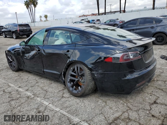 2022 Tesla Model S Plaid with VIN 5YJSA1E69NF460808, listed as a Copart auction lot 48766764 with 12,836 mi miles and Salvage Title. Bid and sale history available at DreamBid. Image 2.