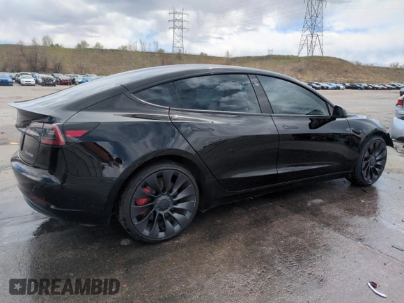 2023 Tesla Model 3 Performance z VIN 5YJ3E1ECXPF628019, wystawiony jako Copart lot #53554215 z przebiegiem 22 557 mil mil oraz Szkoda całkowita • Salvage title. Historia ofert i sprzedaży dostępna na DreamBid. Obrazek 3.