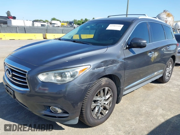2013 Infiniti JX35 with VIN 5N1AL0MM3DC313827, listed as a IAAI auction lot 42185244 with 127,814 mi miles. Bid and sale history available at carsss.com. Image 2.