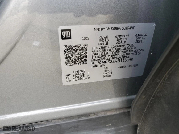 2024 Chevrolet TrailBlazer LT with VIN KL79MPS28RB145398, listed as a Copart auction lot 43275335 with 14,103 mi miles and Clean Title. Bid and sale history available at carsss.com. Image 12.