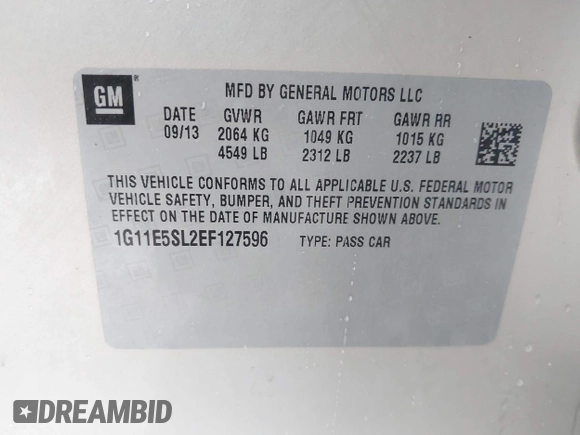 2014 Chevrolet Malibu LT with VIN 1G11E5SL2EF127596, listed as a IAAI auction lot 41904216 with 180,329 mi miles and . Bid and sale history available at DreamBid. Image 9.