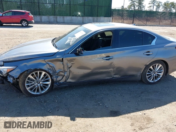2021 Infiniti Q50 Luxe with VIN JN1EV7BR5MM751785, listed as a IAAI auction lot 41817093 with 48,331 mi miles and . Bid and sale history available at DreamBid. Image 14.