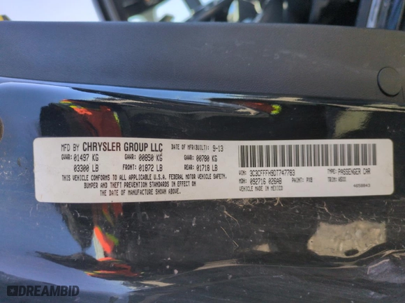 2013 FIAT 500 Abarth with VIN 3C3CFFFH9DT747783, listed as a Copart auction lot 49450205 with 77,773 mi miles and Salvage Title. Bid and sale history available at carsss.com. Image 12.