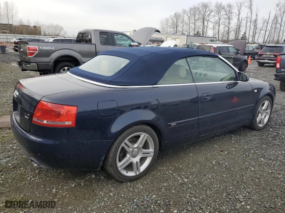 2007 Audi A4 2.0T with VIN WAUAF48H27K017866, listed as a Copart auction lot 86178714 with 66,146 mi miles and Salvage Title. Bid and sale history available at carsss.com. Image 3.