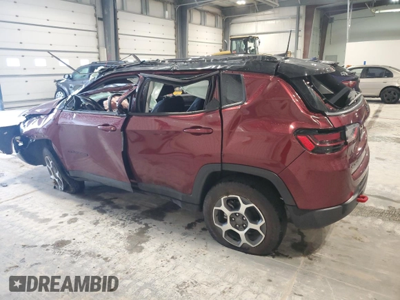 2022 Jeep Compass Trailhawk with VIN 3C4NJDDB7NT115064, listed as a Copart auction lot 58568375 with 13,267 mi miles and Salvage title. Bid and sale history available at DreamBid. Image 2.
