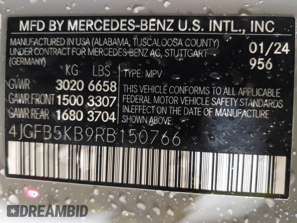 2024 Mercedes-Benz GLE 450 z VIN 4JGFB5KB9RB150766, wystawiony jako IAAI lot #41832447 z przebiegiem 14 832 mil mil oraz . Historia ofert i sprzedaży dostępna na DreamBid. Obrazek 9.