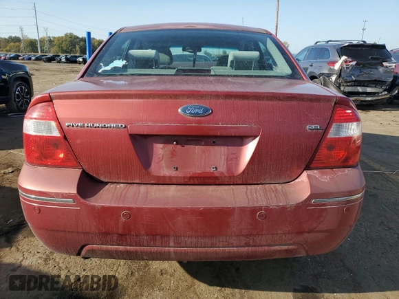 2005 Ford Five Hundred SEL with VIN 1FAFP24105G158704, listed as a Copart auction lot 76884564 with 0 mi miles and Clean Title. Bid and sale history available at carsss.com. Image 6.