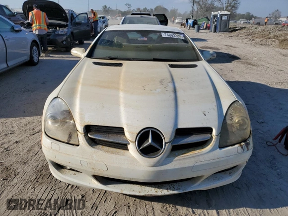 2005 Mercedes-Benz SLK-Class with VIN WDBWK56F25F049054, listed as a Copart auction lot 74803384 with Not Provided miles and Salvage Title. Bid and sale history available at carsss.com. Image 5.