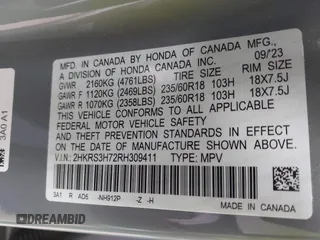 2024 Honda CR-V EX-L with VIN 2HKRS3H72RH309411, listed as a IAAI auction lot 41648194 with 15,315 mi miles and . Bid and sale history available at DreamBid. Image 9.