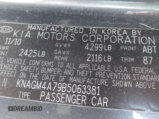 2011 Kia Optima LX with VIN KNAGM4A79B5063381, listed as a IAAI auction lot 42157171 with 175,069 mi miles and . Bid and sale history available at carsss.com. Image 9.