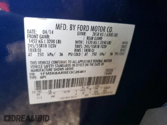 2014 Ford Utility Police Interceptor with VIN 1FM5K8AR5EGC26461, listed as a Copart auction lot 80434614 with 129,752 mi miles and Salvage Title. Bid and sale history available at carsss.com. Image 13.