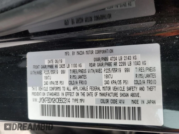 2019 Mazda CX-5 Grand Touring with VIN JM3KFBDM2K0650314, listed as a Copart auction lot 51606755 with 88,630 mi miles and Salvage Title. Bid and sale history available at carsss.com. Image 13.