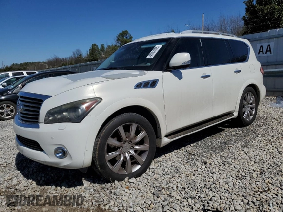 2012 Infiniti QX56 7-passenger with VIN JN8AZ2NE5C9017052, listed as a Copart auction lot 48788315 with 161,824 mi miles and Salvage Title. Bid and sale history available at carsss.com. Image 1.