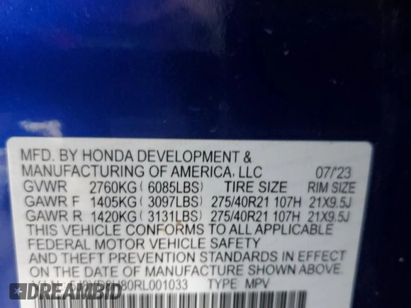 2024 Acura MDX Type S w/Advance Package with VIN 5J8YD8H80RL001033, listed as a Copart auction lot 72575024 with 7,237 mi miles and Salvage Title. Bid and sale history available at carsss.com. Image 15.