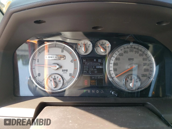 2012 Ram 2500 Laramie Longhorn with VIN 3C6UD5GL4CG225905, listed as a Copart auction lot 68752344 with 141,210 mi miles and Salvage Title. Bid and sale history available at carsss.com. Image 9.