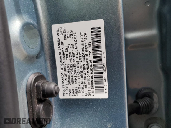 2012 Honda CR-V EX-L with VIN 2HKRM4H73CH634527, listed as a Copart auction lot 60984435 with 151,505 mi miles and Salvage title. Bid and sale history available at DreamBid. Image 13.