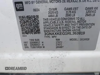 2024 Chevrolet Equinox LT with VIN 3GNAXKEG1RL363819, listed as a IAAI auction lot 41996557 with 19,761 mi miles and . Bid and sale history available at DreamBid. Image 9.