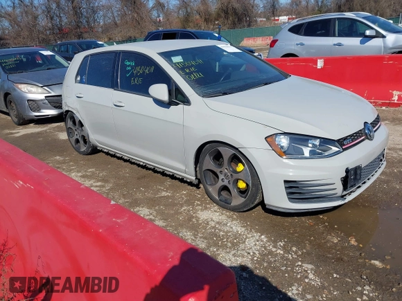2017 Volkswagen Golf GTI S with VIN 3VW5T7AU4HM057802, listed as a IAAI auction lot 41504011 with 88,203 mi miles. Bid and sale history available at carsss.com. Image 1.