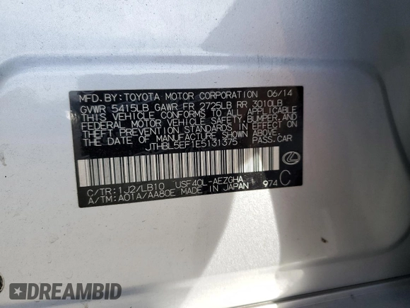 2014 Lexus LS 460 z VIN JTHBL5EF1E5131375, wystawiony jako Copart lot #45789245 z przebiegiem 157 316 mil mil oraz Szkoda całkowita • Salvage title. Historia ofert i sprzedaży dostępna na DreamBid. Obrazek 12.