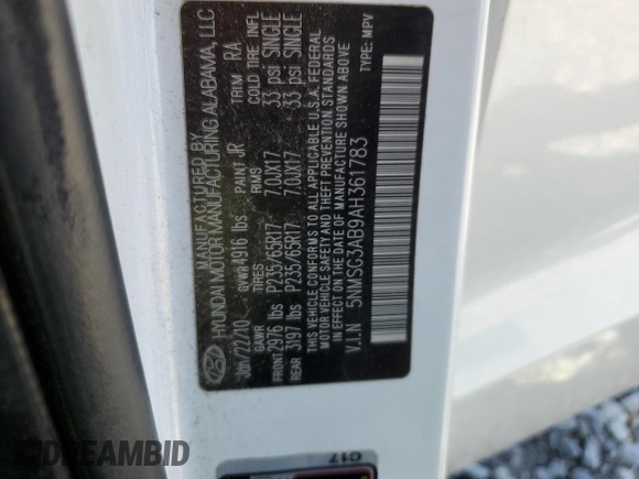 2010 Hyundai Santa Fe GLS z VIN 5NMSG3AB9AH361783, wystawiony jako Copart lot #52111135 z przebiegiem 222 777 mil mil oraz Szkoda całkowita • Salvage title. Historia ofert i sprzedaży dostępna na DreamBid. Obrazek 13.