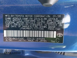 2020 Toyota C-HR LE with VIN JTNKHMBX1L1077246, listed as a IAAI auction lot 42045560 with 16,109 mi miles. Bid and sale history available at carsss.com. Image 9.
