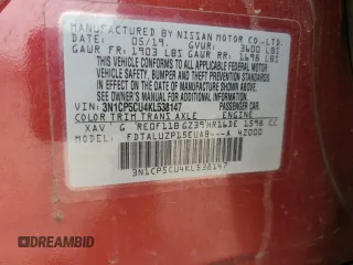 2019 Nissan Kicks SR z VIN 3N1CP5CU4KL538147, wystawiony jako Copart lot #57246385 z przebiegiem 161 391 mil mil oraz Szkoda całkowita • Salvage title. Historia ofert i sprzedaży dostępna na DreamBid. Obrazek 12.