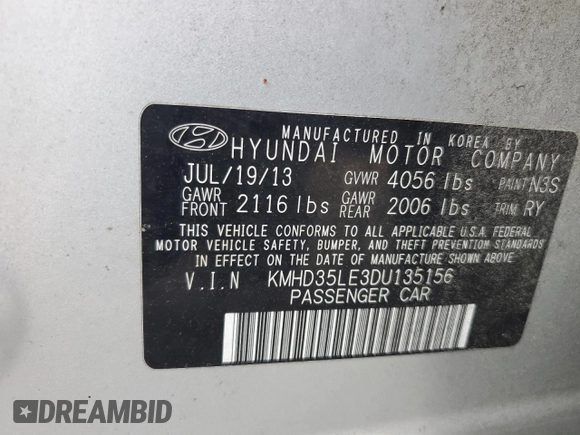 2013 Hyundai Elantra GT with VIN KMHD35LE3DU135156, listed as a Copart auction lot 65583674 with 120,770 mi miles and Clean Title. Bid and sale history available at carsss.com. Image 13.