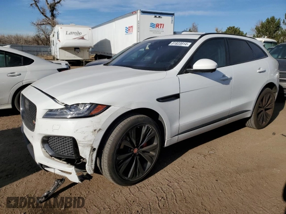 2019 Jaguar F-Pace S with VIN SADCM2FV6KA355093, listed as a Copart auction lot 81823914 with 46,984 mi miles and Salvage Title. Bid and sale history available at DreamBid. Image 1.