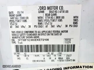 2014 Ford F-150 XL with VIN 1FTMF1CMXEKE72108, listed as a Copart auction lot 48419195 with 229,690 mi miles and Clean Title. Bid and sale history available at carsss.com. Image 12.