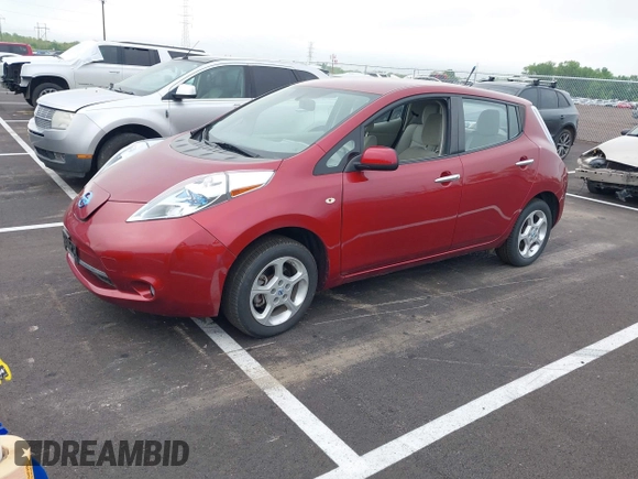 2012 Nissan LEAF SL with VIN JN1AZ0CP5CT022293, listed as a IAAI auction lot 42074728 with 56,761 mi miles. Bid and sale history available at carsss.com. Image 2.