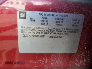 2009 Cadillac CTS RWD with VIN 1G6DF577X90155378, listed as a Copart auction lot 51456665 with 216,964 mi miles and Salvage Title. Bid and sale history available at DreamBid. Image 12.