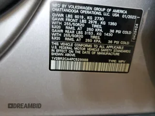 2023 Volkswagen Atlas SEL with VIN 1V2BR2CA4PC529988, listed as a Copart auction lot 88868575 with Not provided miles and Salvage title. Bid and sale history available at DreamBid. Image 15.