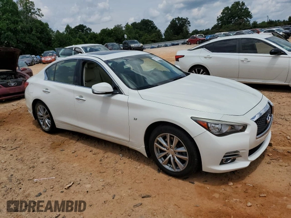 2015 Infiniti Q50 Premium with VIN JN1BV7AR1FM412660, listed as a Copart auction lot 61007025 with 111,021 mi miles and Salvage title. Bid and sale history available at DreamBid. Image 4.