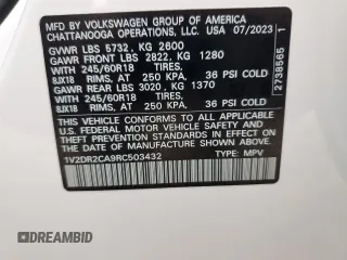 2024 Volkswagen Atlas SE z VIN 1V2DR2CA9RC503432, wystawiony jako Copart lot #85468494 z przebiegiem 25 243 mil mil oraz Szkoda całkowita • Salvage title. Historia ofert i sprzedaży dostępna na DreamBid. Obrazek 13.