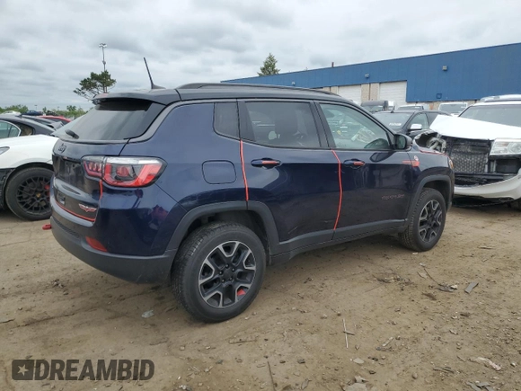 2019 Jeep Compass Trailhawk z VIN 3C4NJDDB0KT650118, wystawiony jako Copart lot #58597965 z przebiegiem 38 908 mil mil oraz Czysty tytuł • Clean title. Historia ofert i sprzedaży dostępna na DreamBid. Obrazek 3.