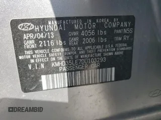 2013 Hyundai Elantra with VIN KMHD35LE7DU103293, listed as a Copart auction lot 62163095 with 162,514 mi miles and Salvage title. Bid and sale history available at DreamBid. Image 12.