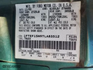 1996 Ford F-150 Special with VIN 1FTEF15N9TLA83512, listed as a Copart auction lot 82428274 with 224,679 mi miles and Salvage Title. Bid and sale history available at carsss.com. Image 12.