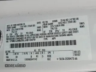 2020 Ford Escape SE Sport Hybrid with VIN 1FMCU9BZ5LUB13470, listed as a Copart auction lot 55960645 with 106,798 mi miles and Salvage title. Bid and sale history available at DreamBid. Image 13.
