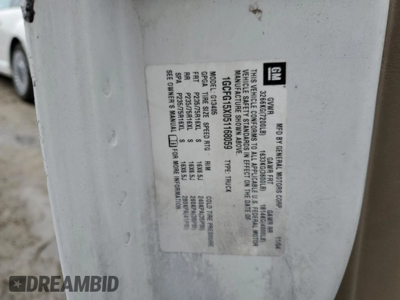 2005 Chevrolet Express Cargo z VIN 1GCFG15X051168059, wystawiony jako Copart lot #88302095 z przebiegiem Nie podano mil oraz Szkoda całkowita • Salvage title. Historia ofert i sprzedaży dostępna na DreamBid. Obrazek 13.