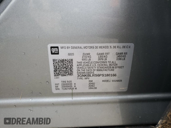 2023 Chevrolet Blazer Premier with VIN 3GNKBLRS6PS180166, listed as a Copart auction lot 57241025 with Not provided miles and Salvage title. Bid and sale history available at DreamBid. Image 13.