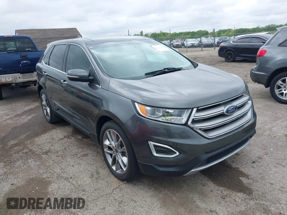 2015 Ford Edge Titanium z VIN 2FMTK3K81FBB88882, wystawiony jako IAAI lot #42184698 z przebiegiem 161 858 mil mil oraz . Historia ofert i sprzedaży dostępna na DreamBid. Obrazek 1.