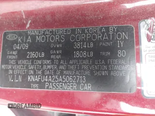 2010 Kia Forte EX z VIN KNAFU4A25A5062713, wystawiony jako IAAI lot #42134087 z przebiegiem 167 620 mil mil oraz . Historia ofert i sprzedaży dostępna na DreamBid. Obrazek 9.