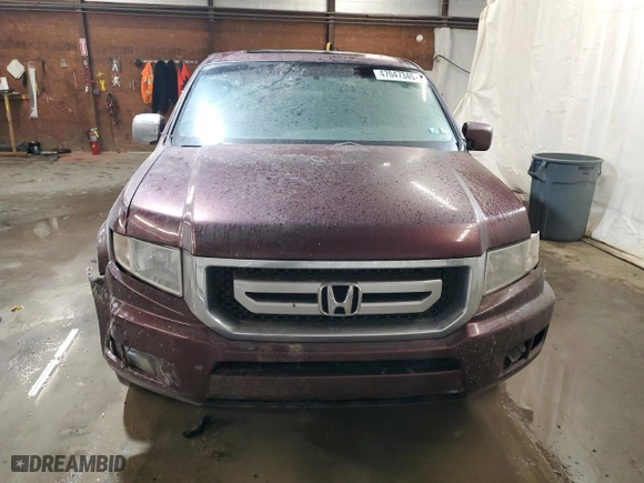 2011 Honda Ridgeline RTL with VIN 5FPYK1F58BB002497, listed as a Copart auction lot 47047345 with 110,800 mi miles and Salvage Title. Bid and sale history available at carsss.com. Image 5.