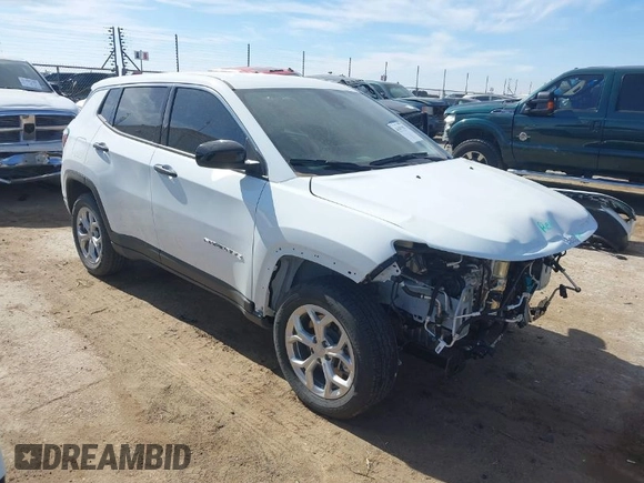 2024 Jeep Compass Sport with VIN 3C4NJDAN8RT170417, listed as a IAAI auction lot 41493187 with 4,393 mi miles. Bid and sale history available at carsss.com. Image 1.