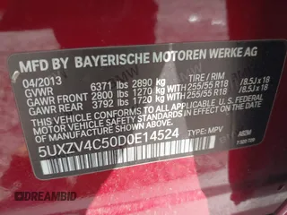 2013 BMW X5 xDrive35i z VIN 5UXZV4C50D0E14524, wystawiony jako IAAI lot #40151434 z przebiegiem 92 871 mil mil oraz . Historia ofert i sprzedaży dostępna na DreamBid. Obrazek 9.
