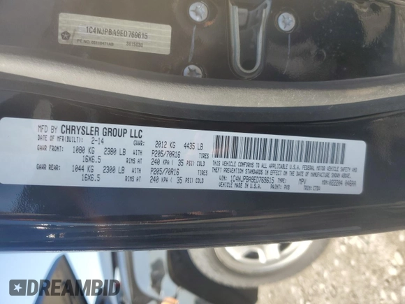2014 Jeep Patriot Sport z VIN 1C4NJPBA9ED769615, wystawiony jako Copart lot #56385725 z przebiegiem 185 603 mil mil oraz Szkoda całkowita • Salvage title. Historia ofert i sprzedaży dostępna na DreamBid. Obrazek 12.