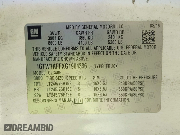 2016 GMC Savana Cargo with VIN 1GTW7AFFXG1904336, listed as a IAAI auction lot 41919957 with 330,932 mi miles. Bid and sale history available at carsss.com. Image 9.