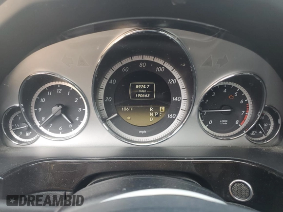 2012 Mercedes-Benz E 350 Luxury with VIN WDDHF5KB7CA572510, listed as a Copart auction lot 61832655 with 190,663 mi miles and Clean title. Bid and sale history available at DreamBid. Image 9.